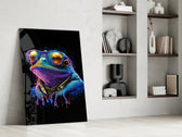 Cool Frog glass print enhancing a hallway with playful palette