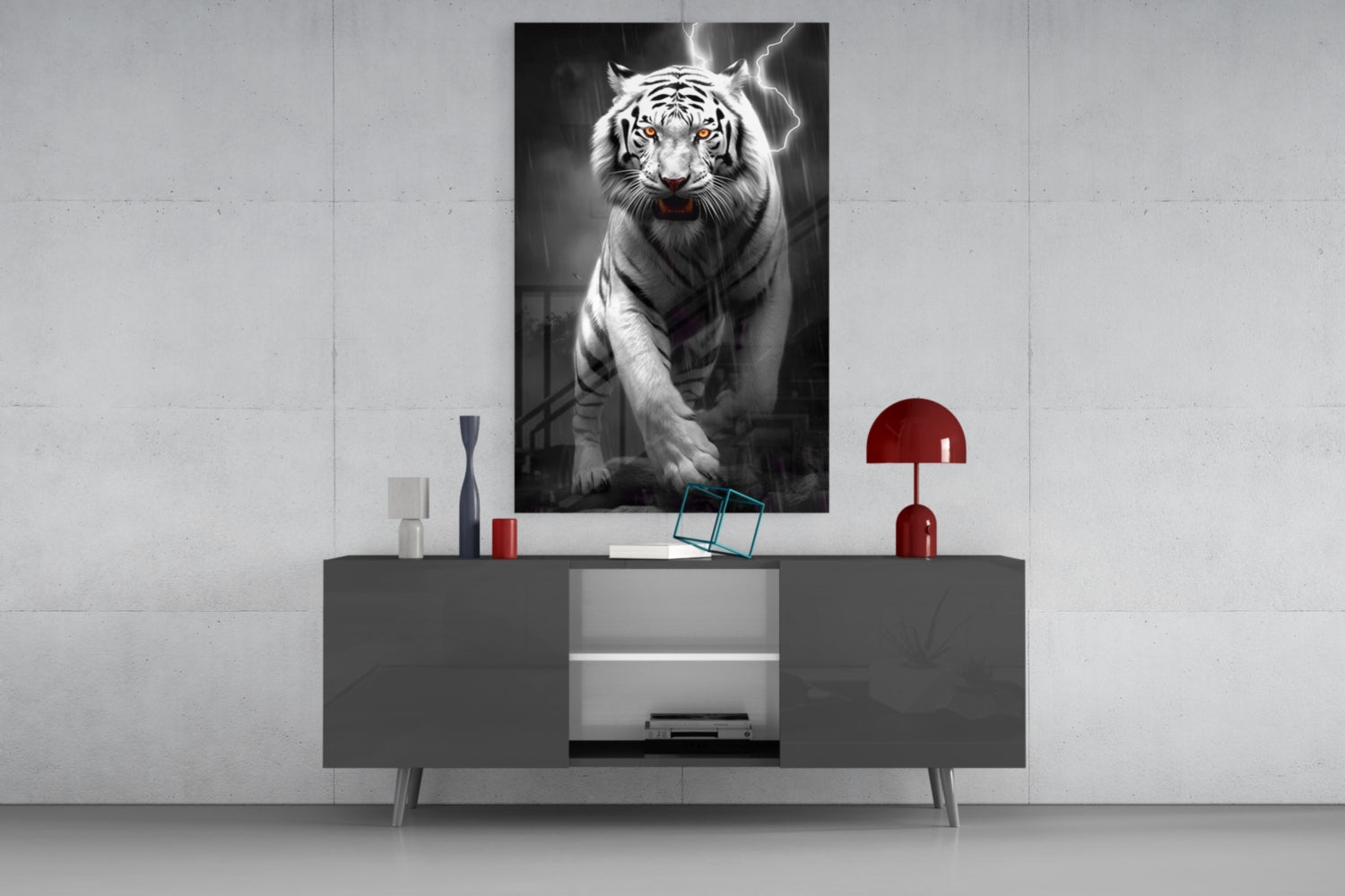 Tiger's Wrath Glass Wall Art || Designer Collection.