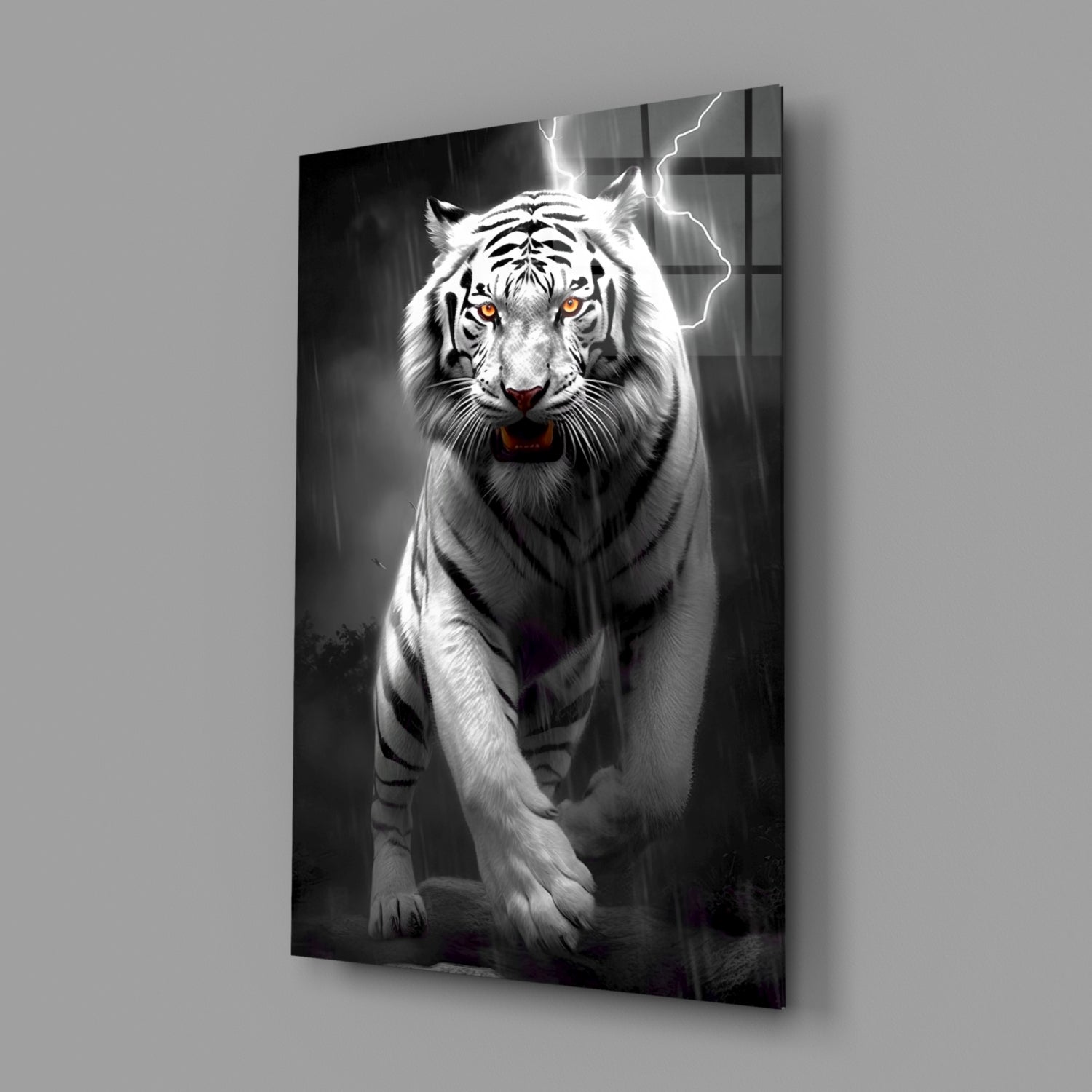 Tiger's Wrath Glass Wall Art || Designer Collection.