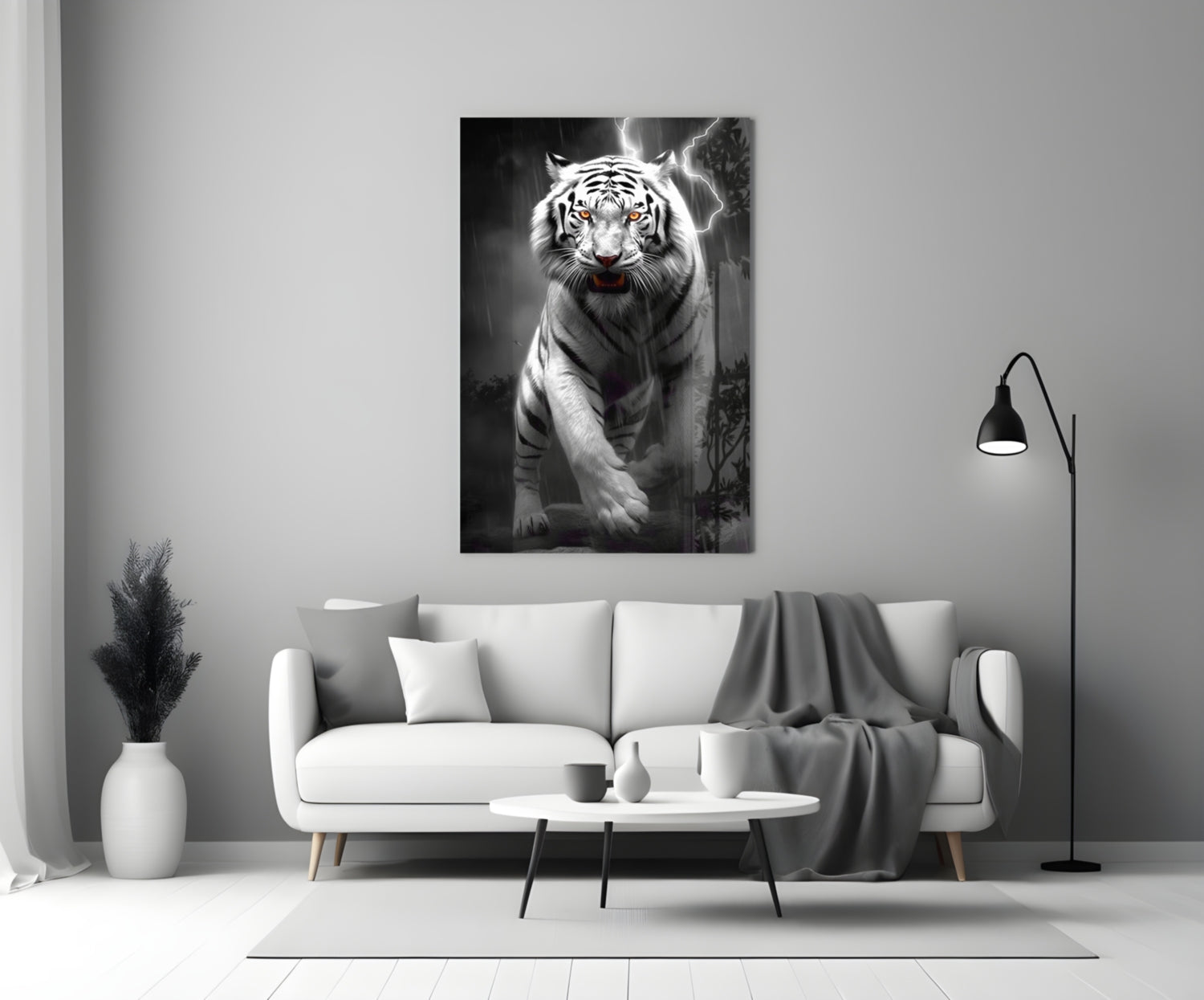 Tiger's Wrath Glass Wall Art || Designer Collection.