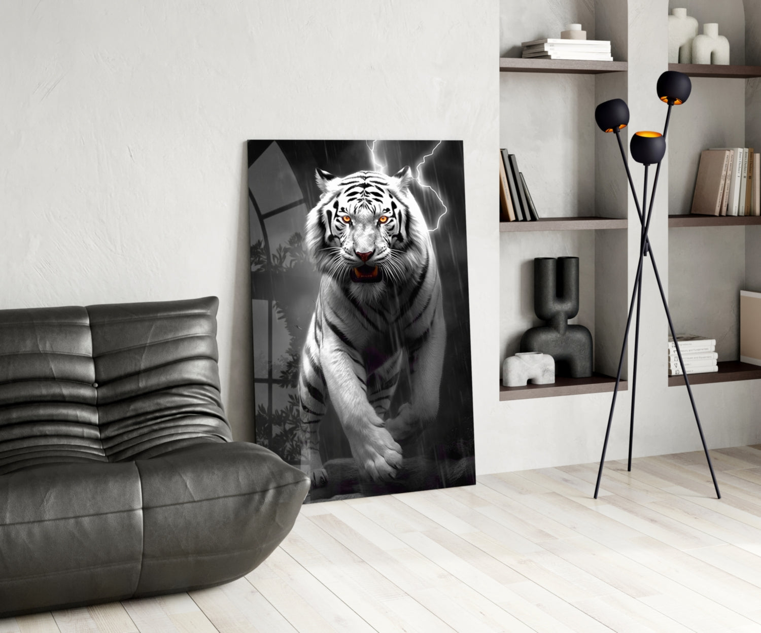 Tiger's Wrath Glass Wall Art || Designer Collection.