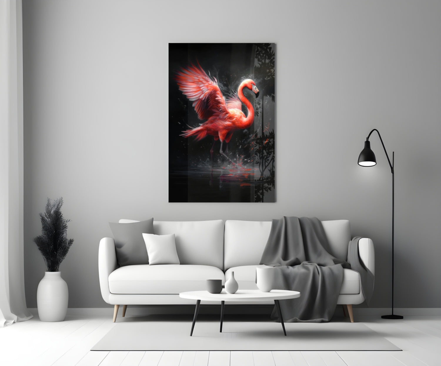 Flamingo Glass Wall Art || Designer Collection.