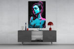 Girl panel catching lamp light to reveal its painterly pulse