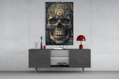 The Skull panel catching lamp light to reveal its painterly weight