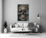 The Skull close-up showing brass gears and teal copper plates