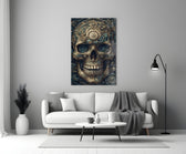 The Skull close-up showing brass gears and teal copper plates