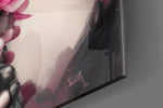 Sugar-skull-muse artwork anchoring a wall with pink-and-onyx palette
