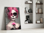 Corpse Bride glass print enhancing a bedroom with romantic palette