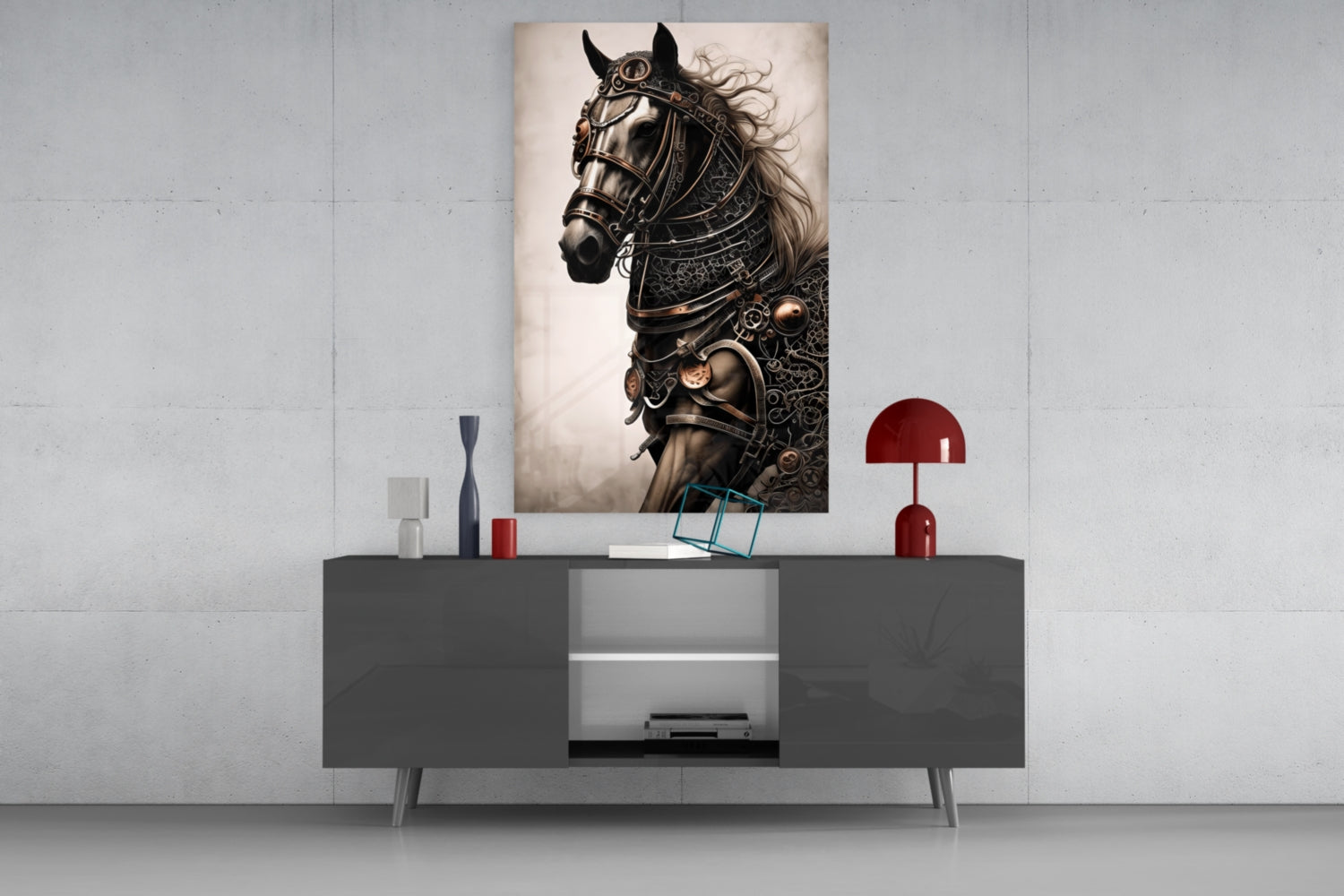 Warrior's Horse Glass Wall Art || Designer's Collection.
