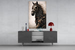 Warrior's Horse panel catching lamp light to reveal its painterly grandeur