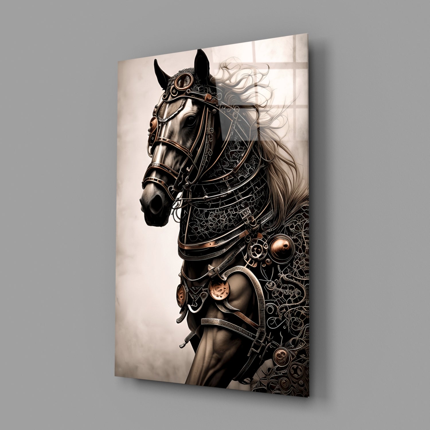 Warrior's Horse Glass Wall Art || Designer's Collection.