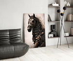 Warrior's Horse panel adding editorial drama to a hallway