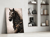 Warrior's Horse glass print enhancing a gallery wall with heroic palette