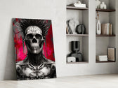 Warrior glass print enhancing a den with gothic palette