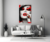 Cuban close-up showing red lips, cigar and crimson smoke