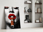 Cuban glass print enhancing a vanity with statement palette
