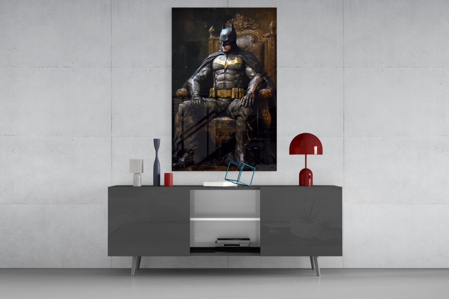 Batman in the Throne Glass Wall Art || Designer Collection.