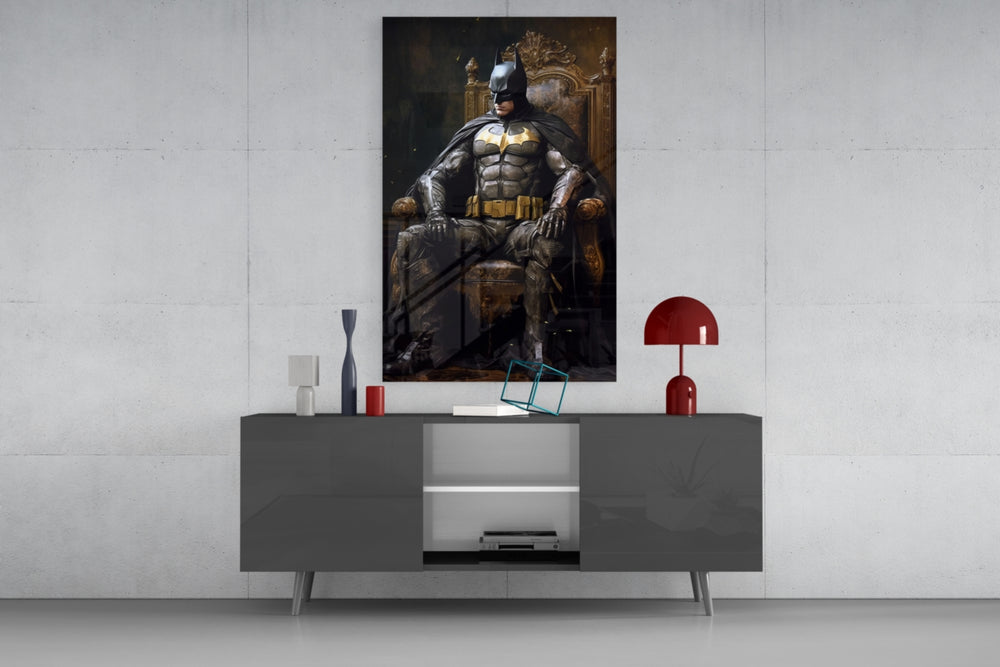Batman in the Throne Glass Wall Art || Designer Collection.