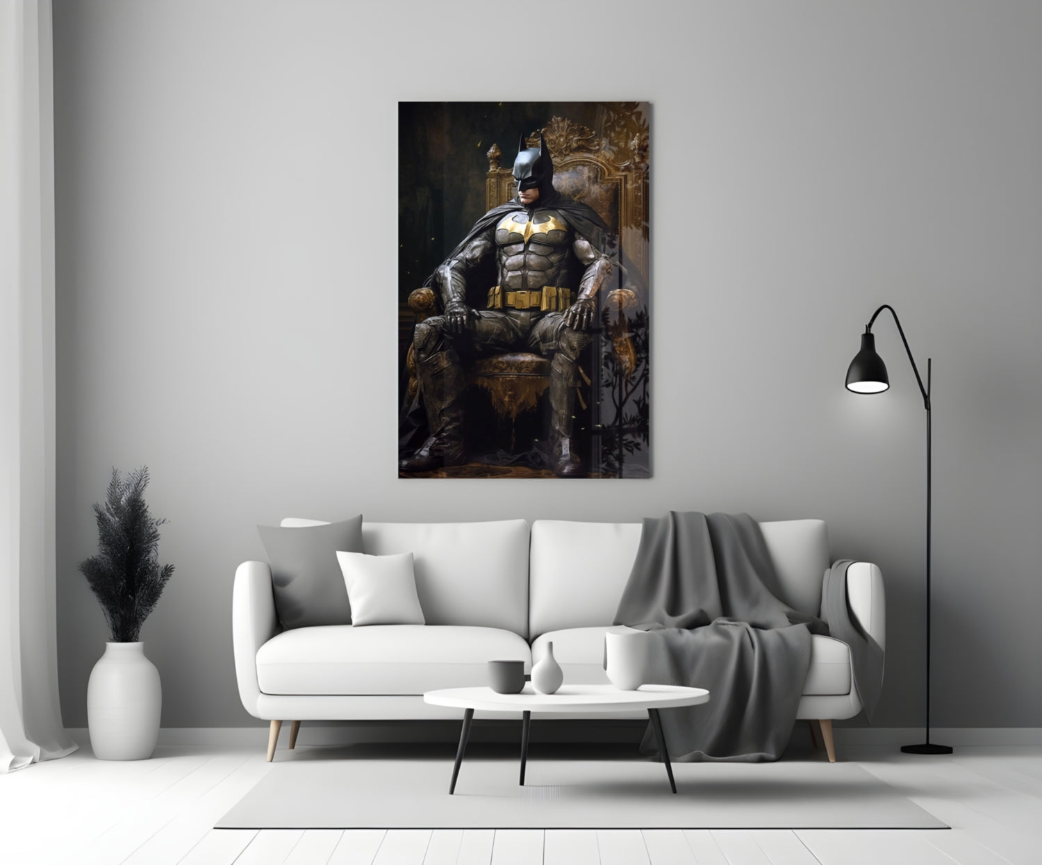 Batman in the Throne Glass Wall Art || Designer Collection.