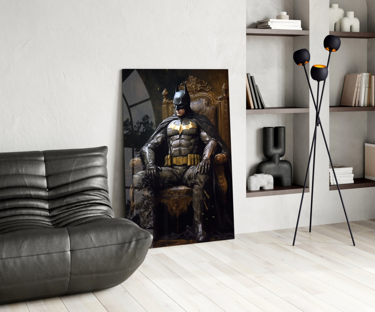 Batman in the Throne Glass Wall Art || Designer Collection.