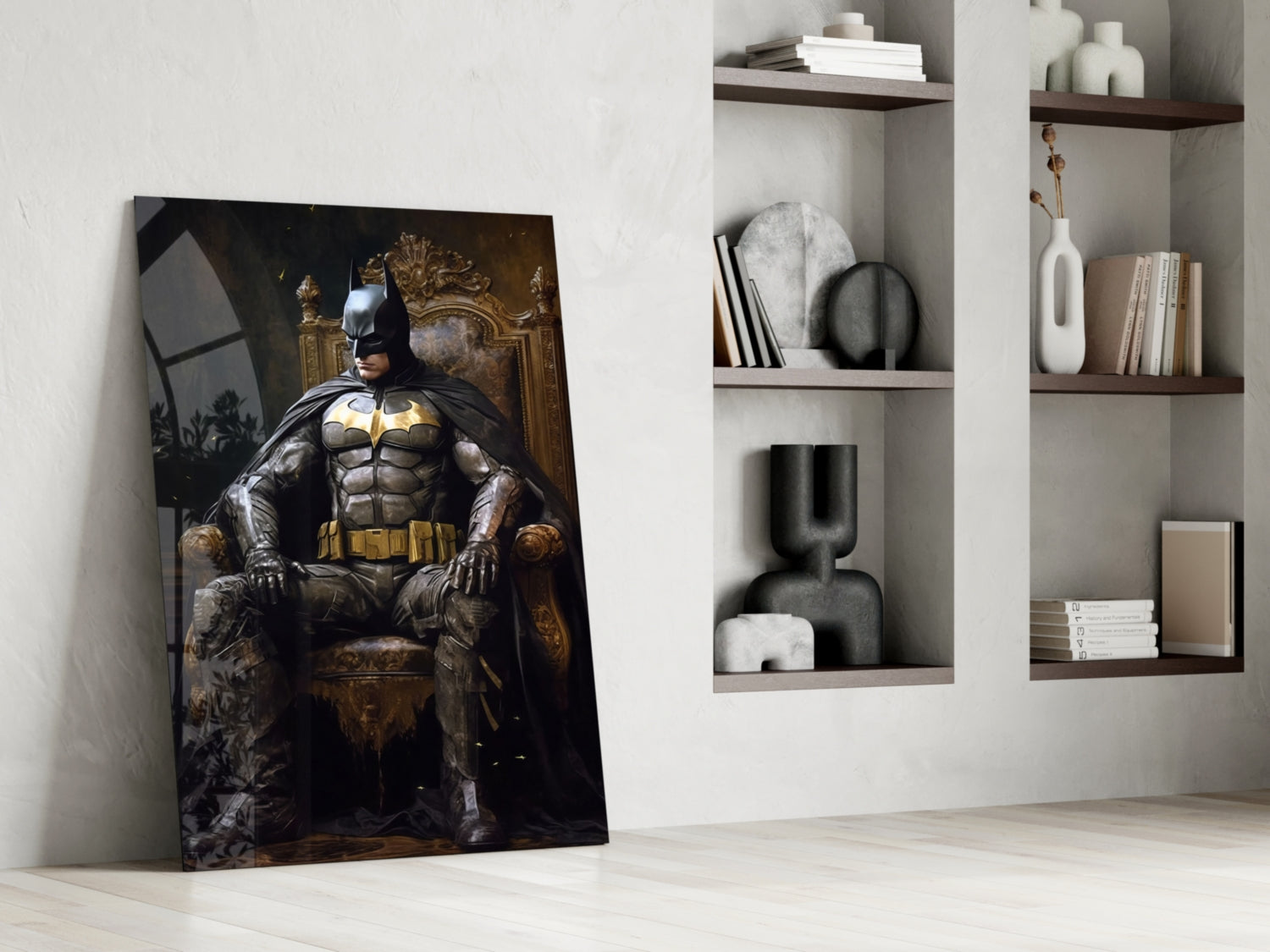 Batman in the Throne Glass Wall Art || Designer Collection.