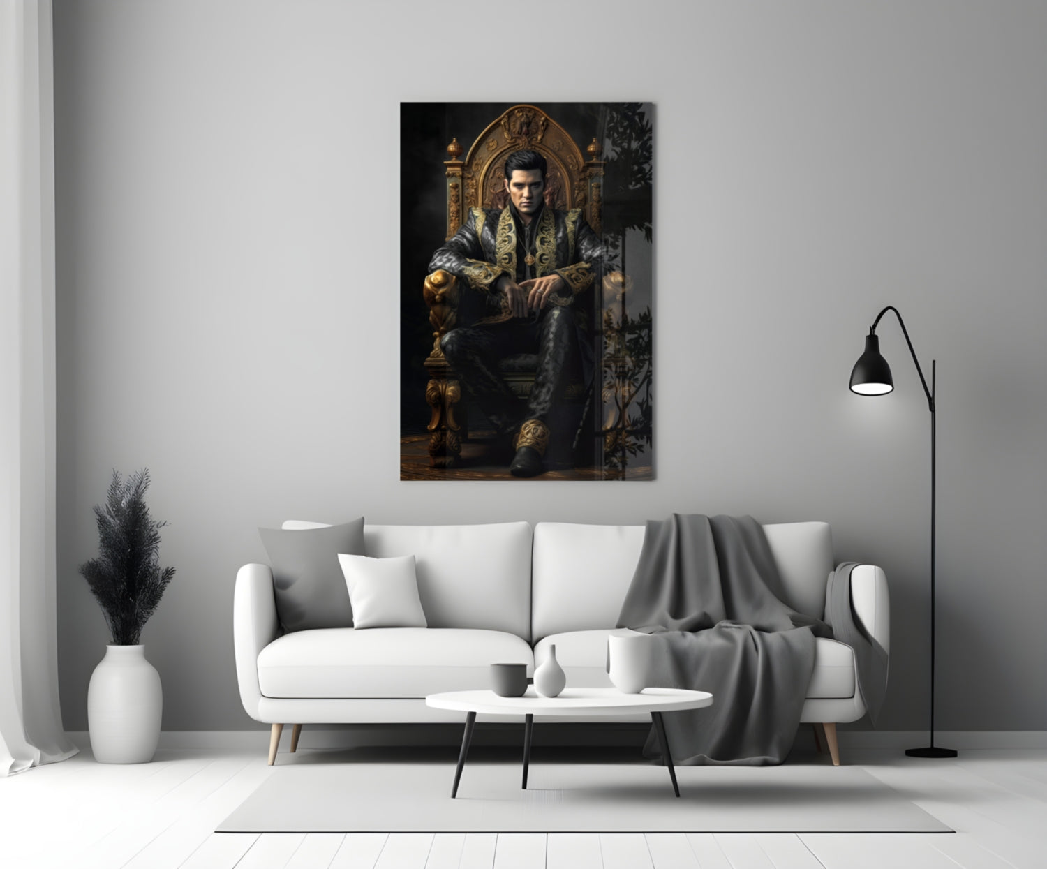 Elvis Presley in the Throne Glass Wall Art || Designer's Collection.