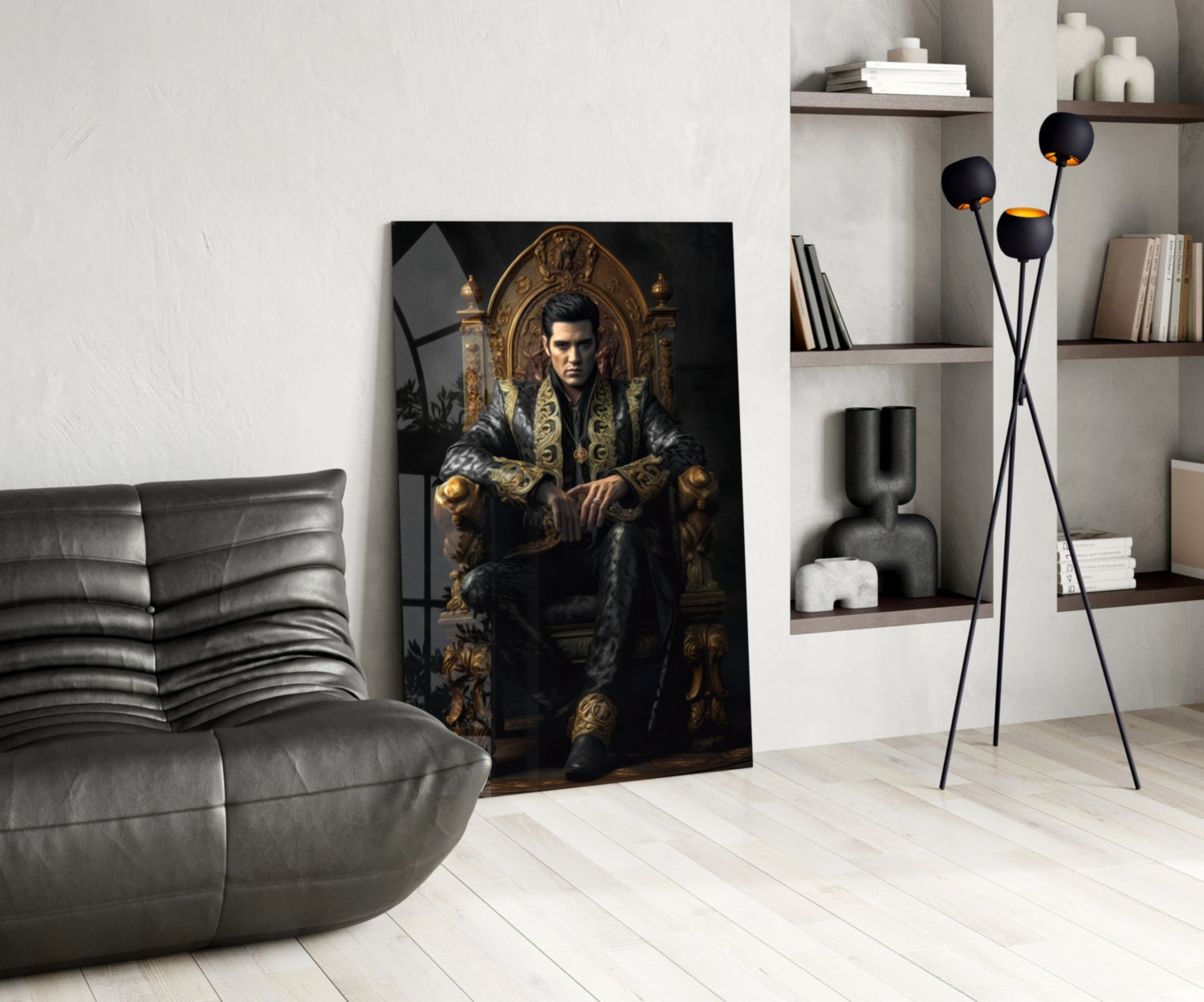 Elvis Presley in the Throne Glass Wall Art || Designer's Collection.