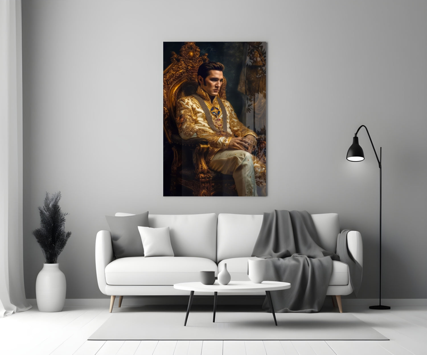 Elvis Presley in the Throne Glass Wall Art || Designer's Collection.