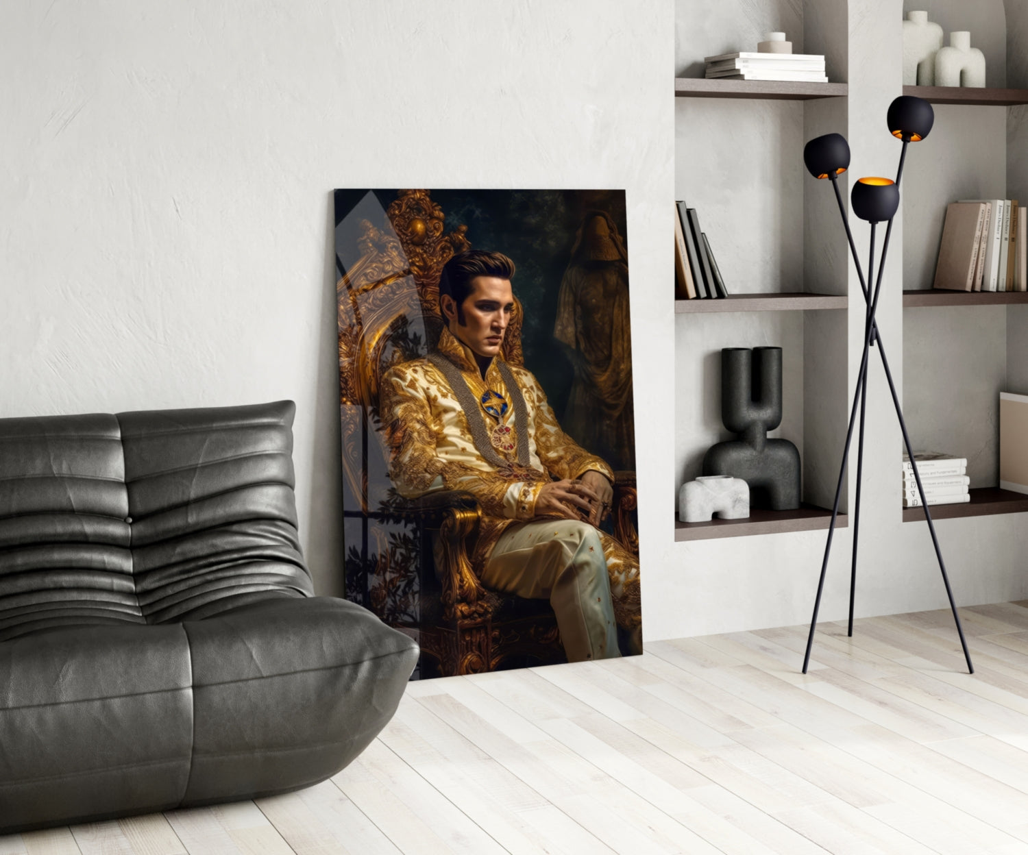Elvis Presley in the Throne Glass Wall Art || Designer's Collection.