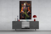 Joker in the Throne panel catching lamp light to reveal its painterly mischief