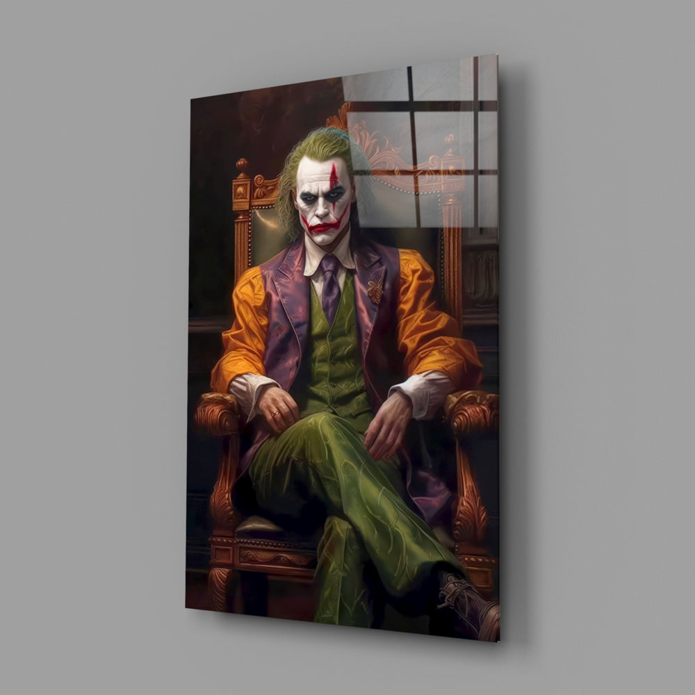Baroque-villain panel bringing painterly mischief to a contemporary media room