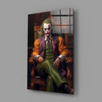 Baroque-villain panel bringing painterly mischief to a contemporary media room