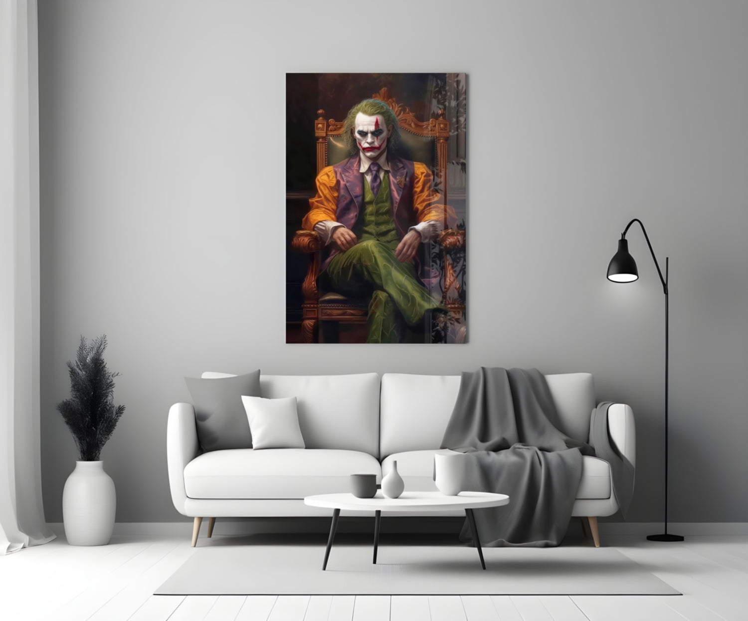 Joker in the Throne Glass Wall Art || Designer Collection.