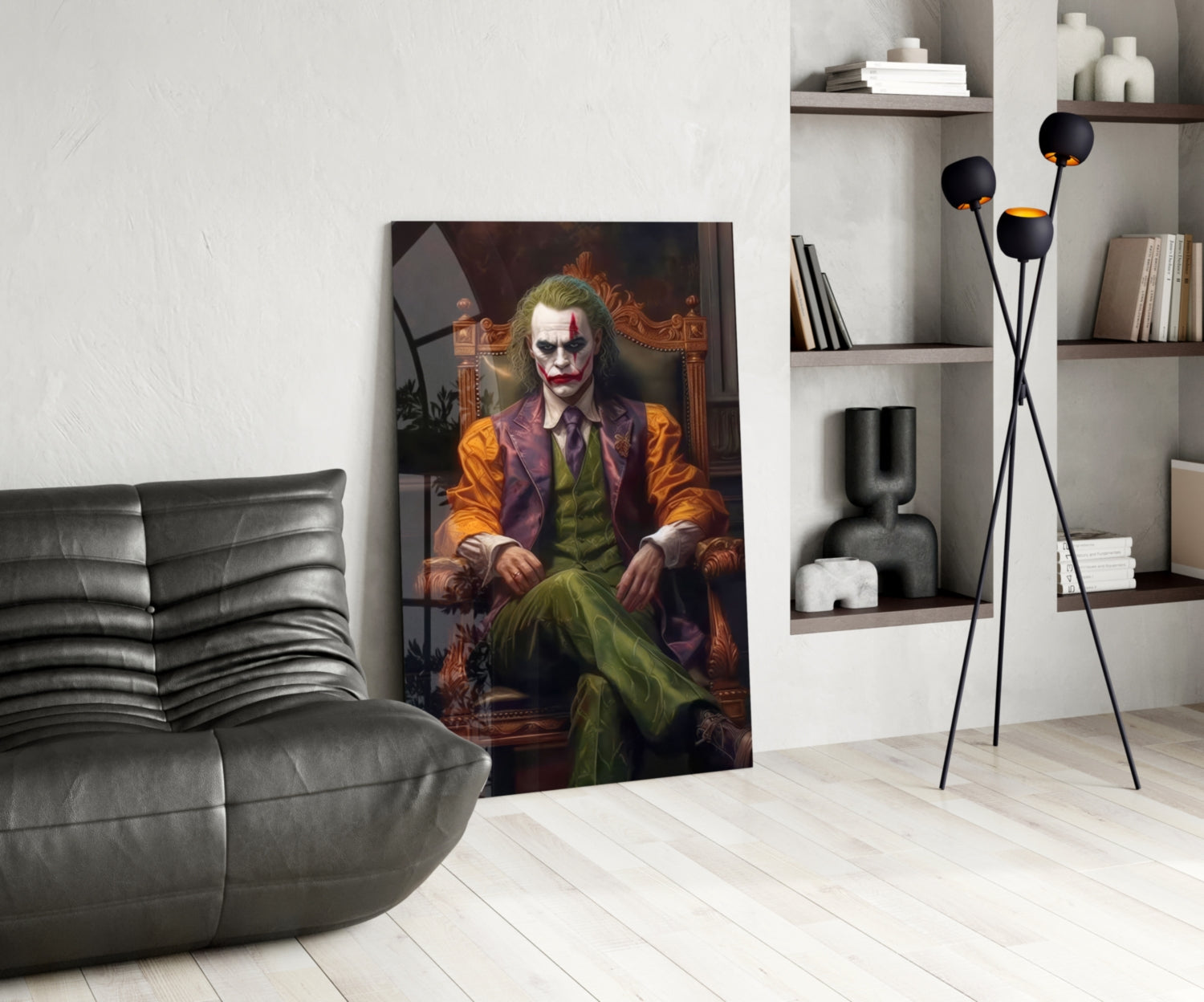 Joker in the Throne Glass Wall Art || Designer Collection.