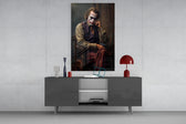 Joker the Thinker panel catching lamp light to reveal its painterly hush