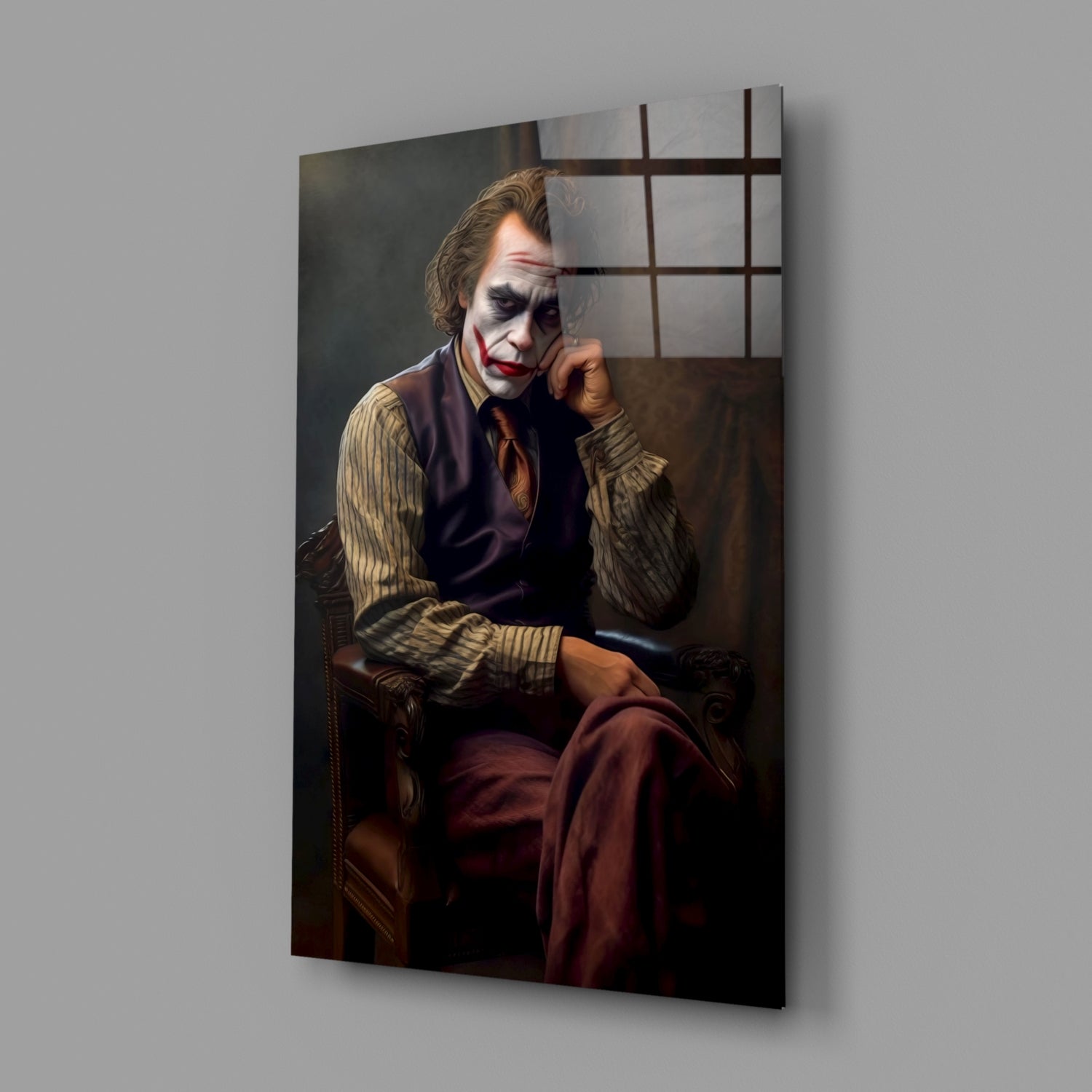 Joker the Thinker Glass Wall Art || Designer Collection.