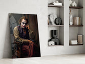 Joker the Thinker glass print enhancing a den with contemplative palette
