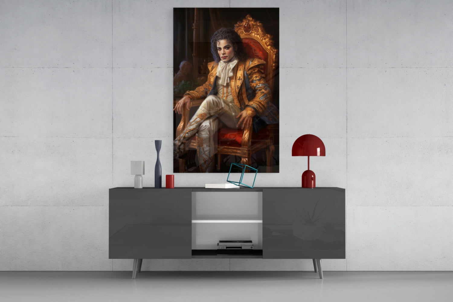 Michael Jackson in the Throne Glass Wall Art || Designer Collection.