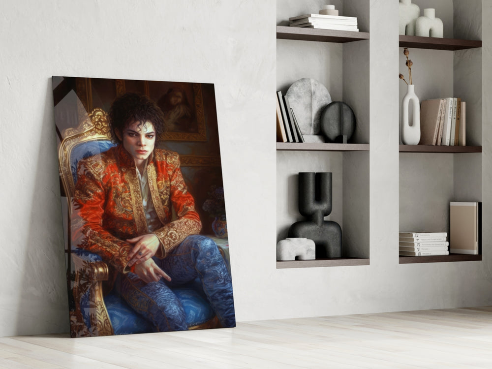 Michael Jackson glass print enhancing a den with regal palette