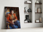Michael Jackson glass print enhancing a den with regal palette