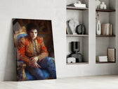 Michael Jackson glass print enhancing a den with regal palette