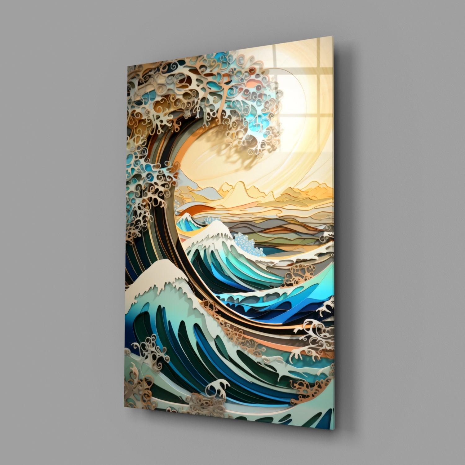 Waves, Trees or Mountains Glass Wall Art || Designer's Collection.