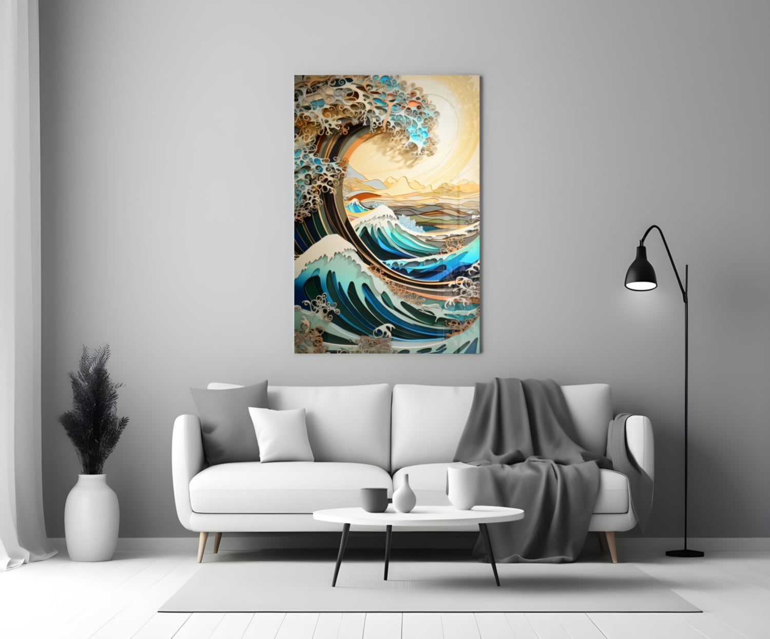 Waves, Trees or Mountains Glass Wall Art || Designer's Collection.
