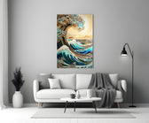 Waves, Trees or Mountains close-up showing filigree foam coils and amber mountain horizon