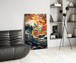 Waves, Trees or Mountains panel adding editorial heat to a hallway
