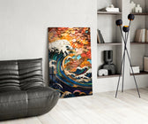 Waves, Trees or Mountains panel adding editorial heat to a hallway