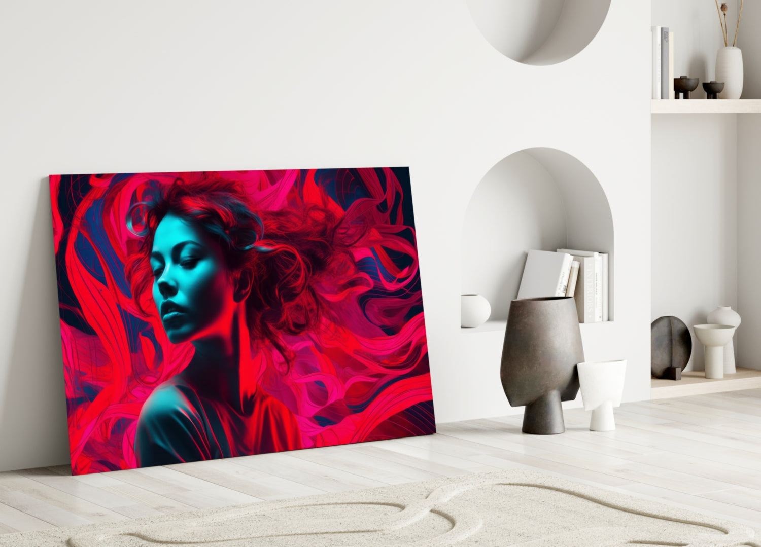 Red Feelings Glass Wall Art || Designer Collection.