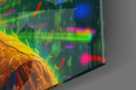 Keanu Reeves artwork anchoring a home cinema wall with cinematic atmosphere