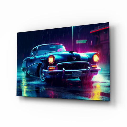 Vintage American Cruiser Glass Wall Art || Designer Collection
