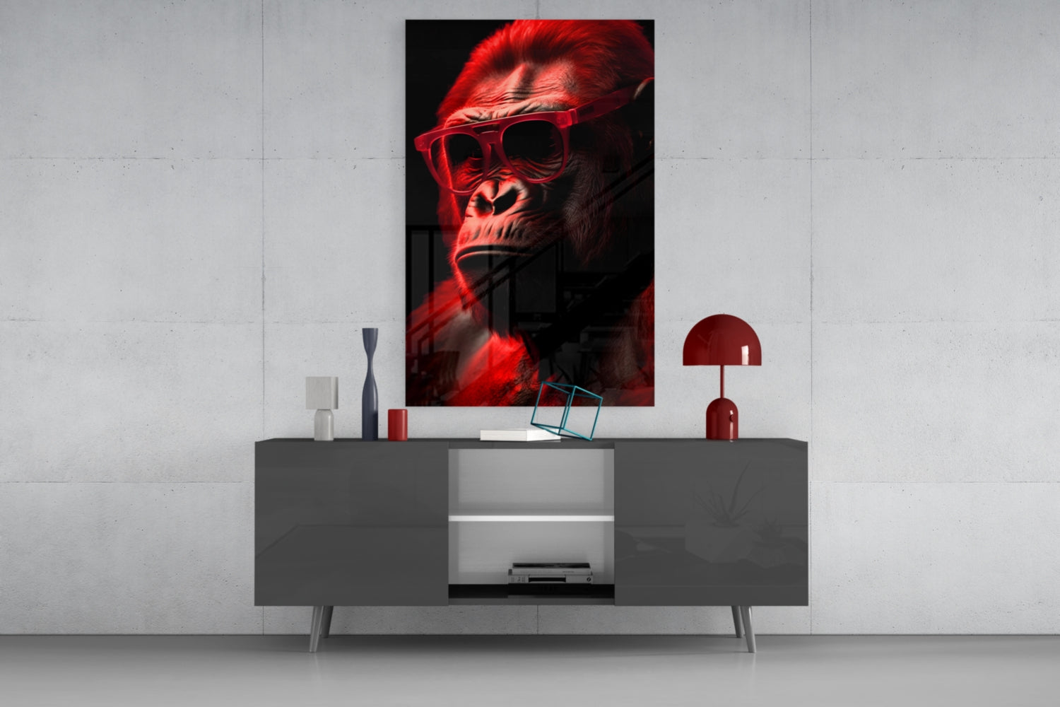 Ape the Thinker Glass Wall Art || Designer Collection.